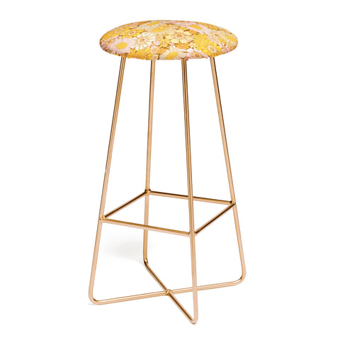 Iveta Abolina Retro Florals 70s Brown Bar Stool