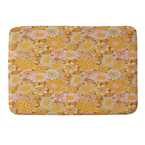 Iveta Abolina Retro Florals 70s Brown Memory Foam Bath Mat