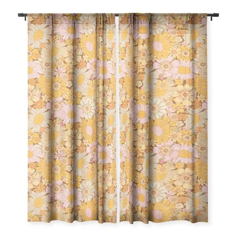 Iveta Abolina Retro Florals 70s Brown Sheer Non Repeat