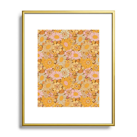 Iveta Abolina Retro Florals 70s Brown Metal Framed Art Print