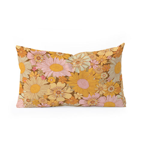 Iveta Abolina Retro Florals 70s Brown Oblong Throw Pillow