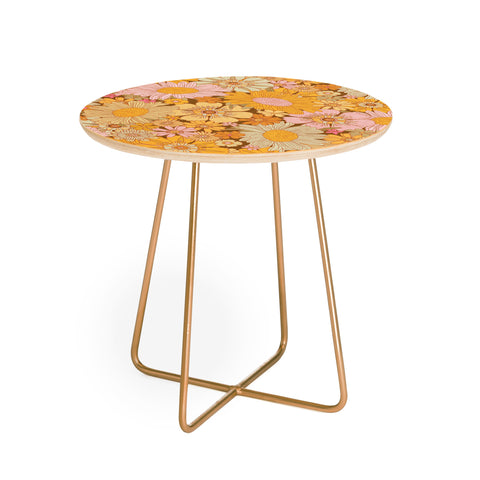 Iveta Abolina Retro Florals 70s Brown Round Side Table
