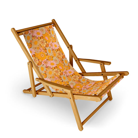 Iveta Abolina Retro Florals 70s Brown Sling Chair