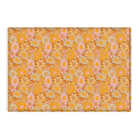Iveta Abolina Retro Florals 70s Brown Outdoor Rug