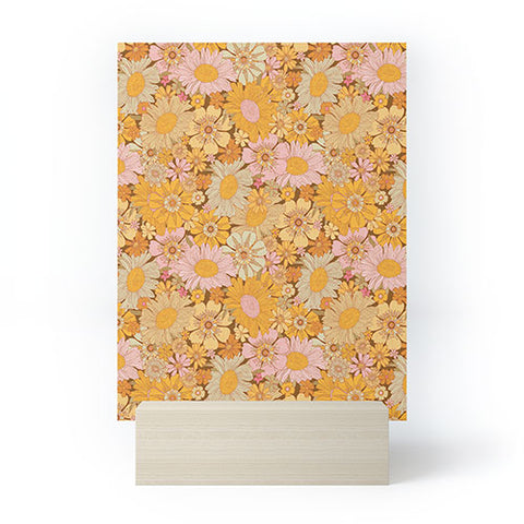Iveta Abolina Retro Florals 70s Brown Mini Art Print