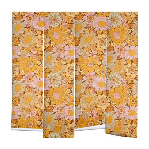 Iveta Abolina Retro Florals 70s Brown Wall Mural