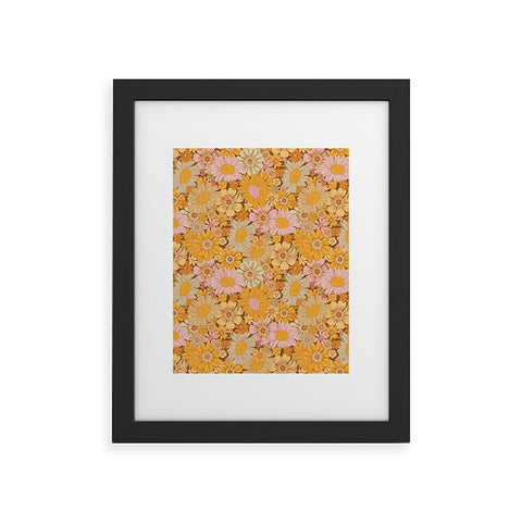 Iveta Abolina Retro Florals 70s Brown Framed Art Print