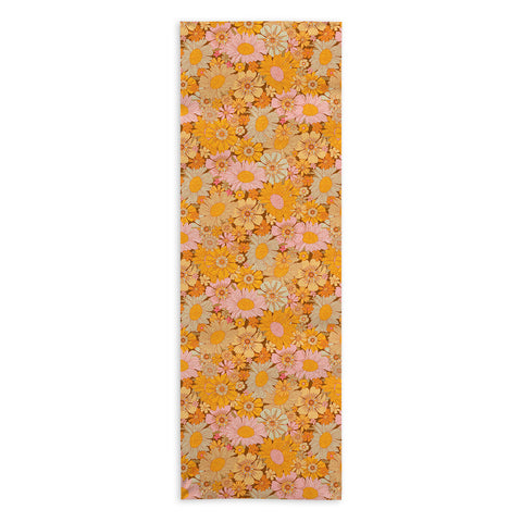 Iveta Abolina Retro Florals 70s Brown Yoga Towel