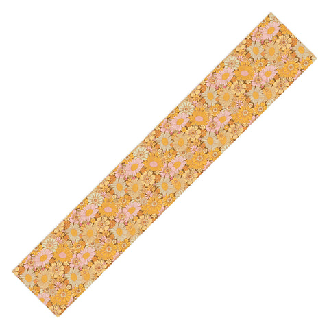 Iveta Abolina Retro Florals 70s Brown Table Runner