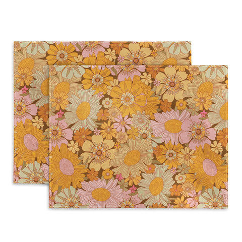 Iveta Abolina Retro Florals 70s Brown Placemat
