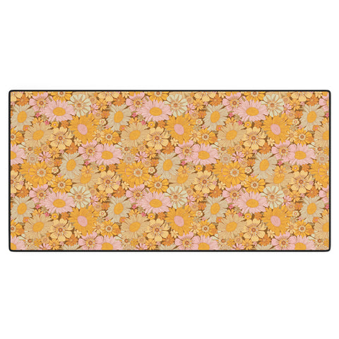 Iveta Abolina Retro Florals 70s Brown Desk Mat