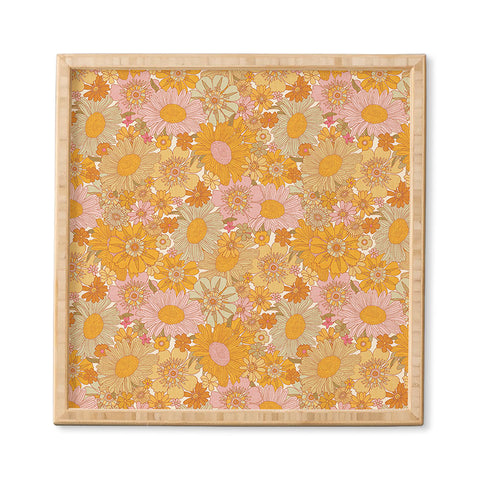 Iveta Abolina Retro Florals 70s Cream Framed Wall Art