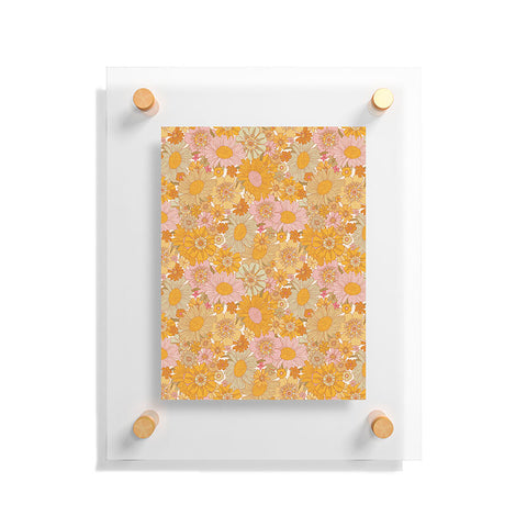 Iveta Abolina Retro Florals 70s Cream Floating Acrylic Print