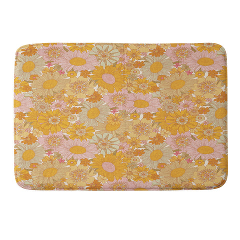 Iveta Abolina Retro Florals 70s Cream Memory Foam Bath Mat