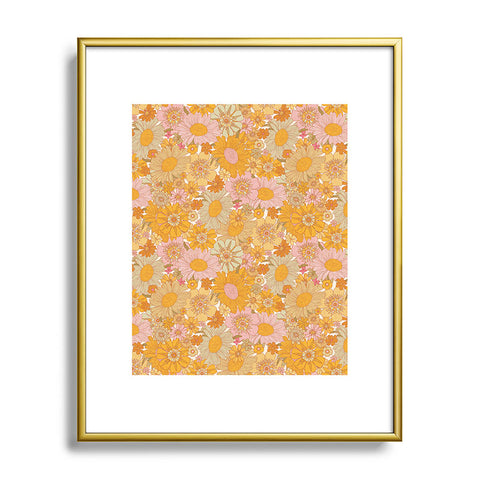 Iveta Abolina Retro Florals 70s Cream Metal Framed Art Print
