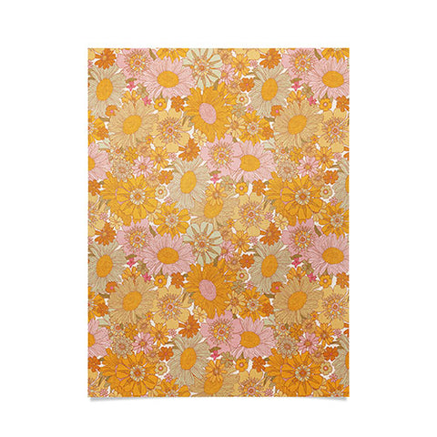 Iveta Abolina Retro Florals 70s Cream Poster