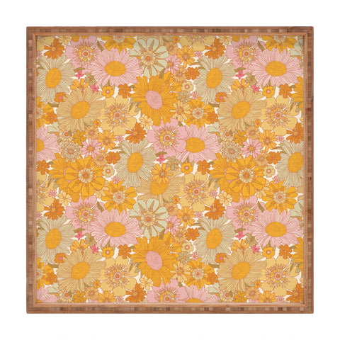 Iveta Abolina Retro Florals 70s Cream Square Tray