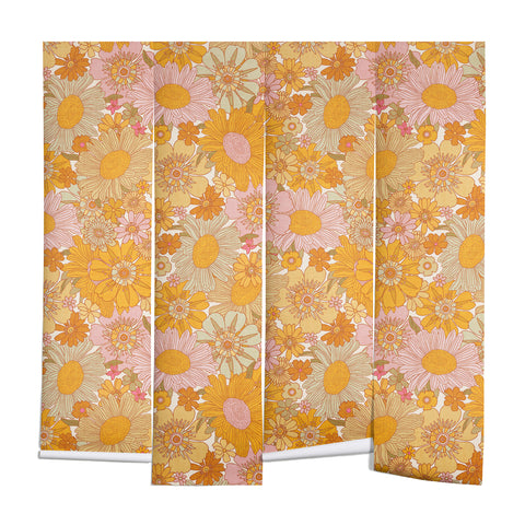 Iveta Abolina Retro Florals 70s Cream Wall Mural