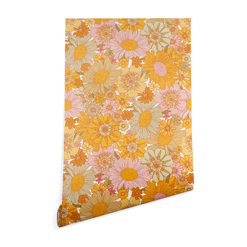 Iveta Abolina Retro Florals 70s Cream Wallpaper