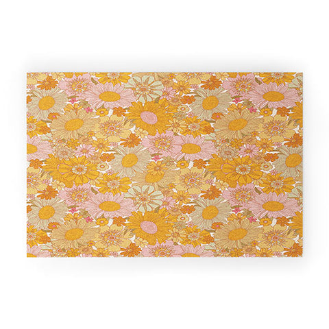 Iveta Abolina Retro Florals 70s Cream Welcome Mat