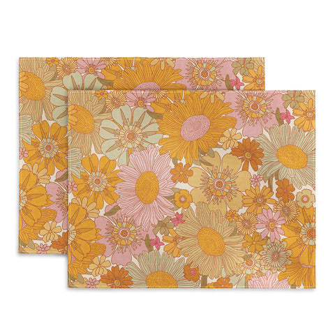 Iveta Abolina Retro Florals 70s Cream Placemat