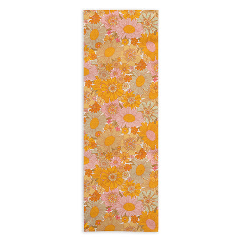 Iveta Abolina Retro Florals 70s Cream Yoga Towel