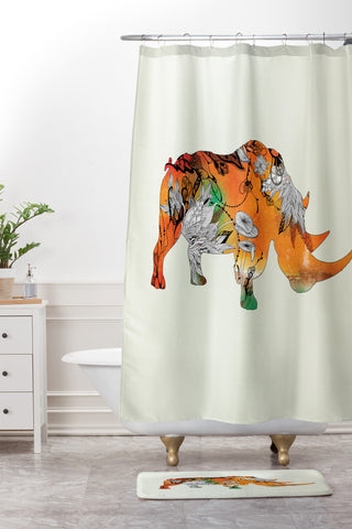 Iveta Abolina Rhino Shower Curtain And Mat