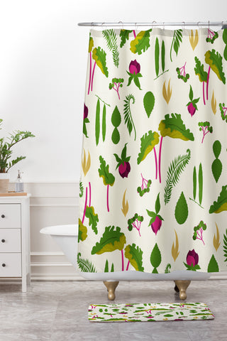 Iveta Abolina Rhubarb Garden Shower Curtain And Mat