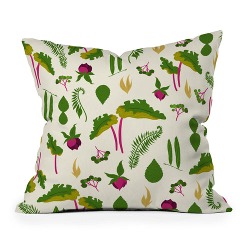 Iveta Abolina Rhubarb Garden Throw Pillow