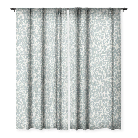 Iveta Abolina Rolling Hill Arches Teal Sheer Window Curtain