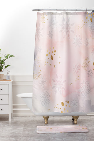 Iveta Abolina Rose Winterland Shower Curtain And Mat
