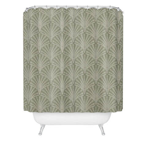 Iveta Abolina Scallop Fan Sage Shower Curtain