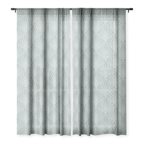 Iveta Abolina Scallop Fan Teal Sheer Window Curtain