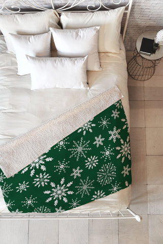 Iveta Abolina Silent Night Green Fleece Throw Blanket