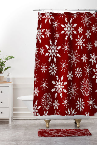 Iveta Abolina Silent Night Red Shower Curtain And Mat