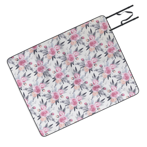Iveta Abolina Snow Rose Picnic Blanket