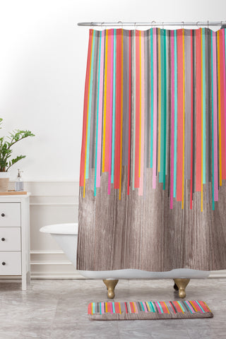 Iveta Abolina Stripe Happy Shower Curtain And Mat