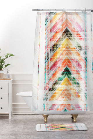 Iveta Abolina Sun Kissed Chevron Shower Curtain And Mat