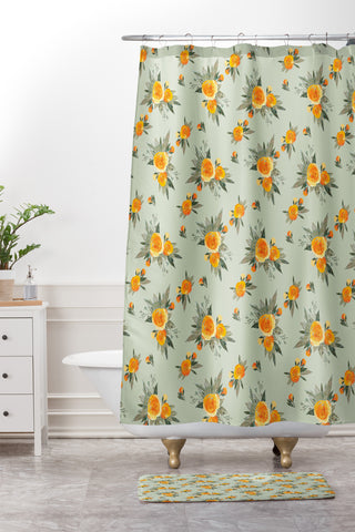 Iveta Abolina Tangerine Burst Shower Curtain And Mat