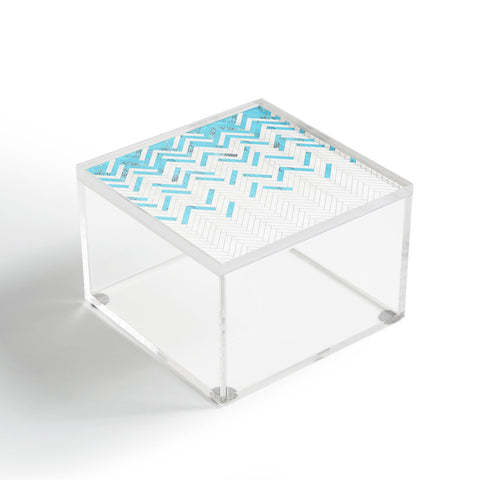 Iveta Abolina Teal Chevron Acrylic Box