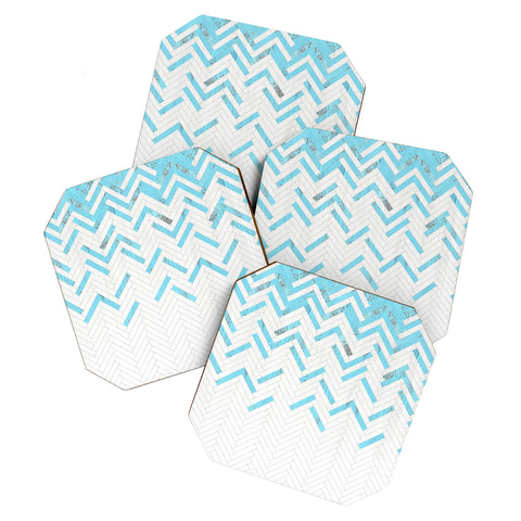 Iveta Abolina Teal Chevron Coaster Set