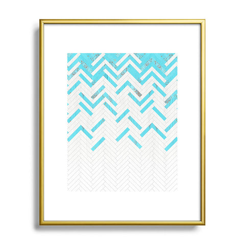Iveta Abolina Teal Chevron Metal Framed Art Print