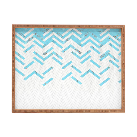 Iveta Abolina Teal Chevron Rectangular Tray