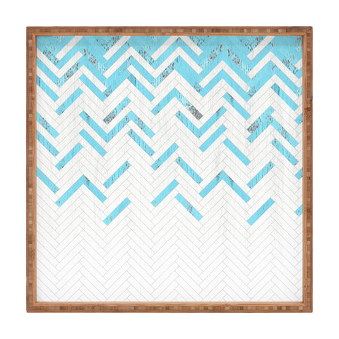 Iveta Abolina Teal Chevron Square Tray