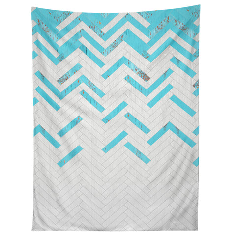 Iveta Abolina Teal Chevron Tapestry