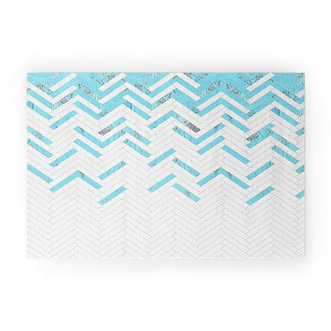 Iveta Abolina Teal Chevron Welcome Mat