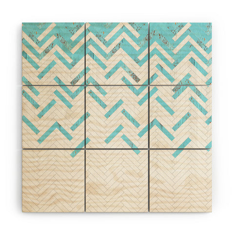 Iveta Abolina Teal Chevron Wood Wall Mural