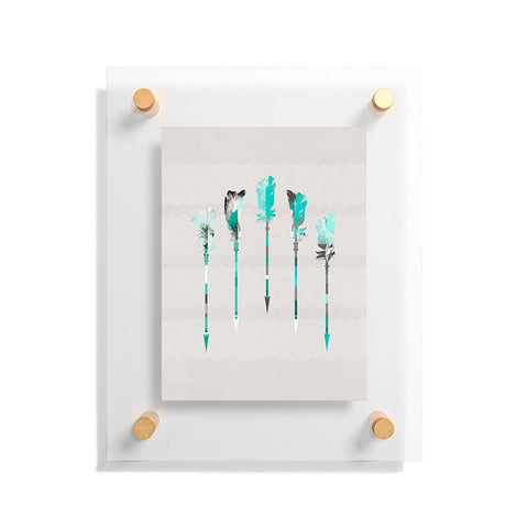 Iveta Abolina Teal Feathers Floating Acrylic Print