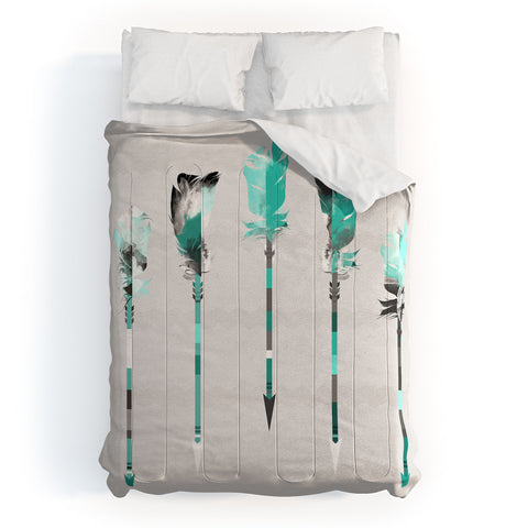 Iveta Abolina Teal Feathers Comforter