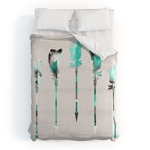 Iveta Abolina Teal Feathers Duvet Cover